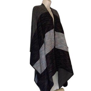 Shawl Wrap Poncho Cape Colorblock Rainbow Black Gray Unisex Men Women One Size